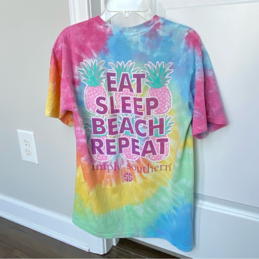 Simply Southern Preppy Tie Dye Tee S Eat Sleep Beach Repeat